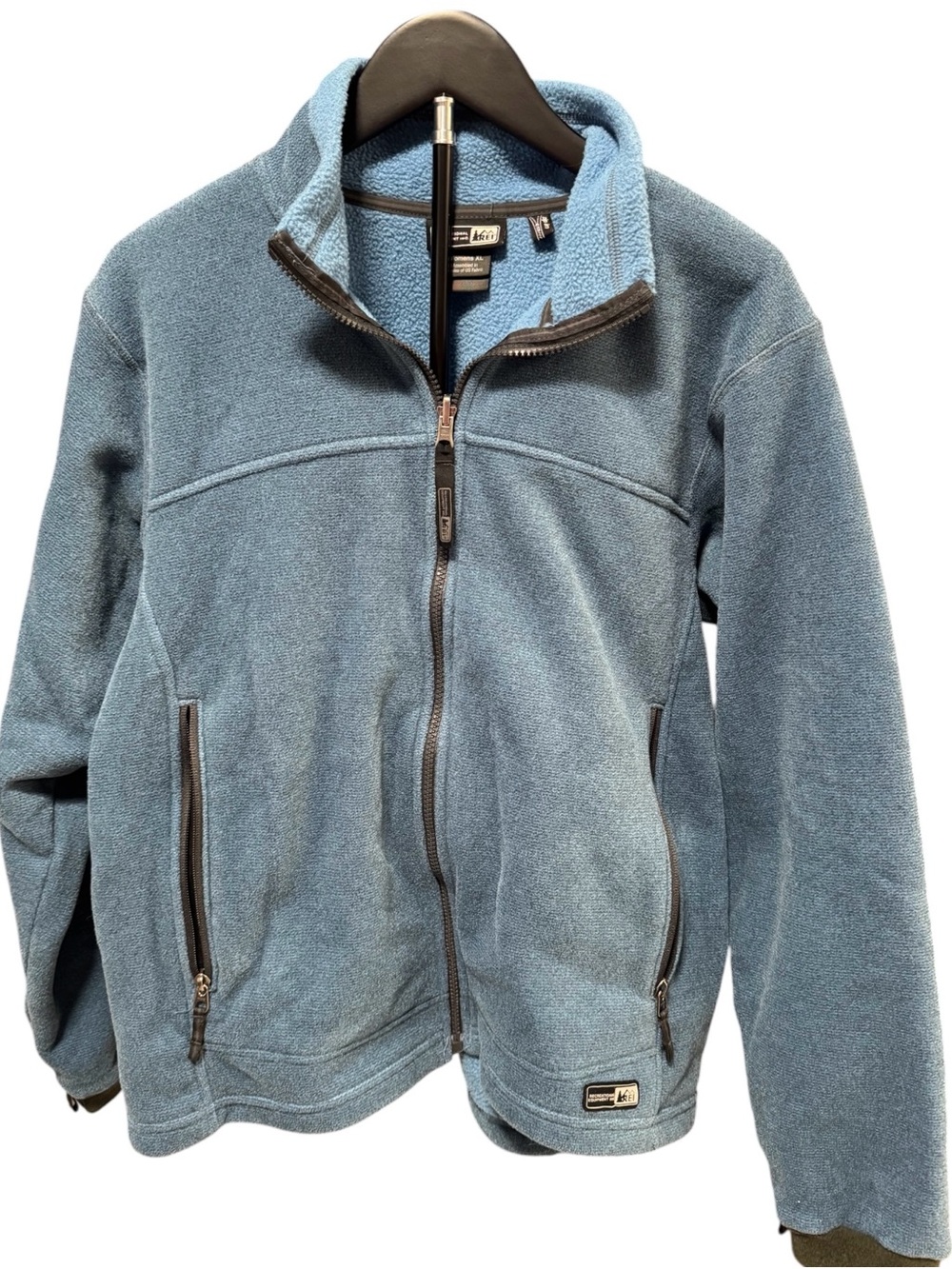 Vintage Womens Eddie Bauer Light Blue Full-Zip Fleece Jacket